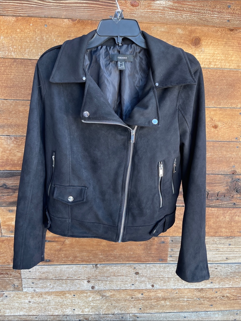 Forever 21 Black Faux Suede Moto Jacket